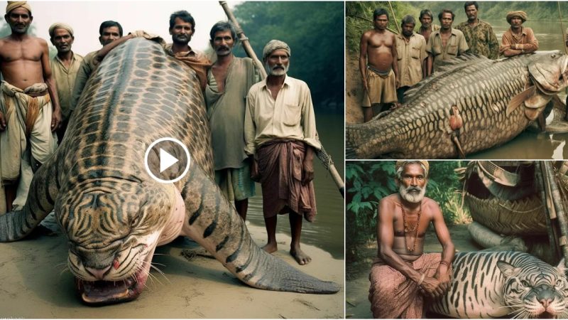 Indian fisherman catch a fish that looks like a mix between a fish and a tiger (Video)